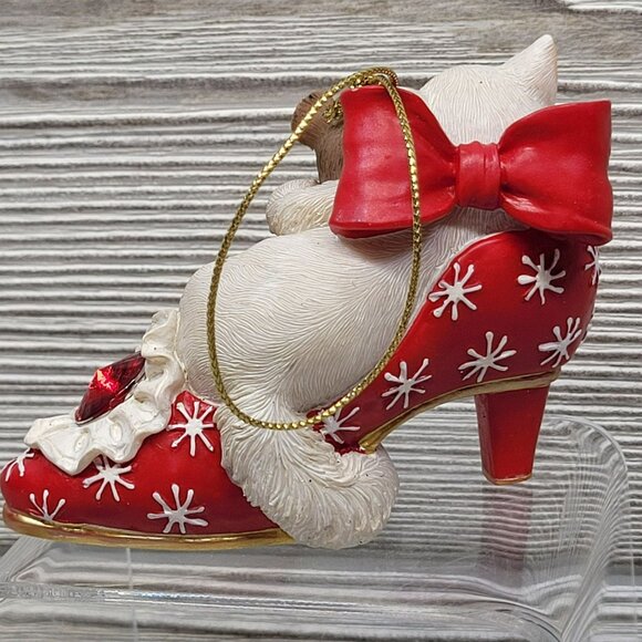 Charming Tails Christmas Tree Cat & Mouse Ornament Friends Fit Right In Red Shoe - Picture 3 of 5